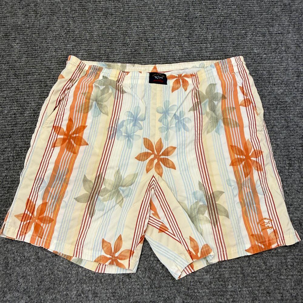 Paul & Shark Swim Shorts Mens 2XL Multicolor Floral Seersucker Yachting Trunks